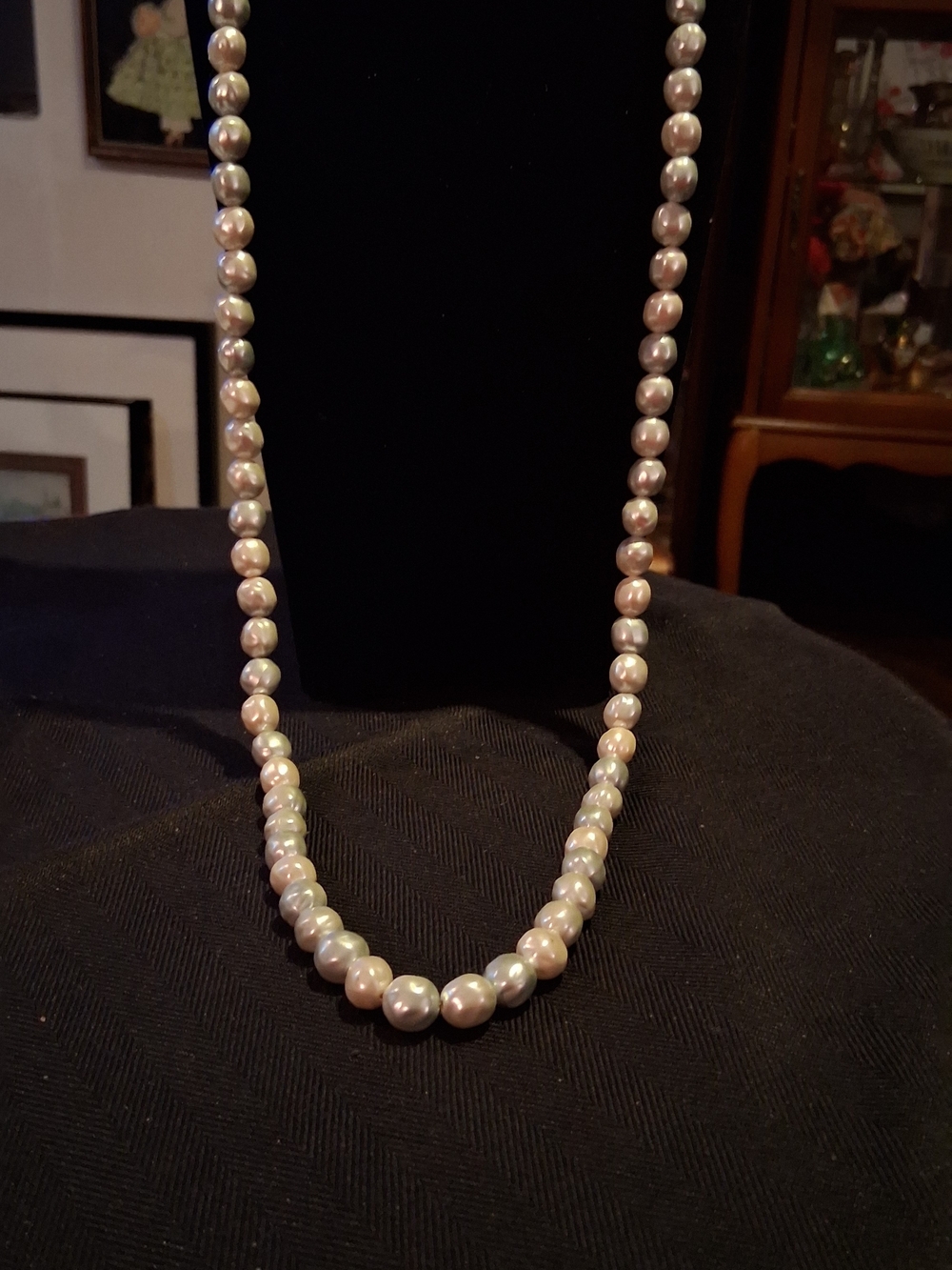 Lustrous Freshwater Pearl Necklace Vintage 34" Pearl Necklace without Clasp